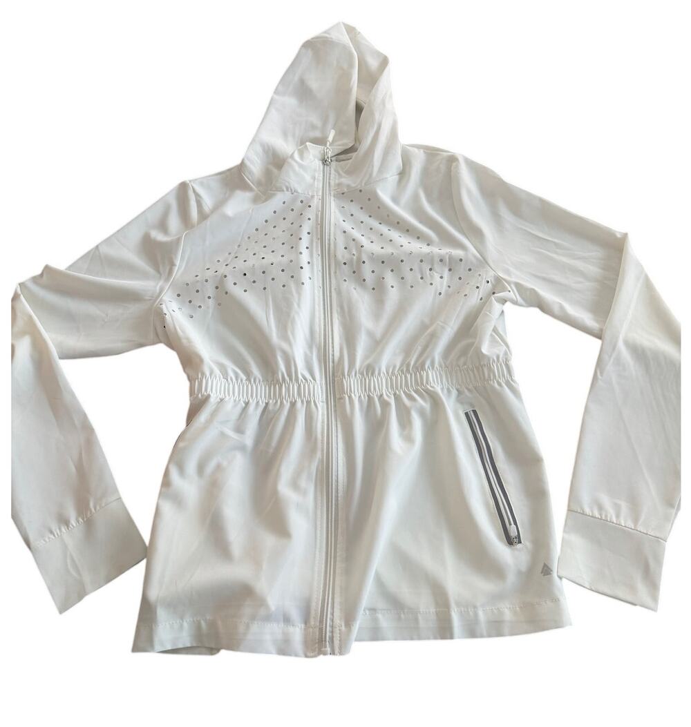 Calia by Carrie Underwood White Zip Up Sweatshirt Lightweight Cinched Jacket-M
